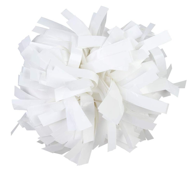 ICObuty Metallic Cheerleader Cheerleading Pom Poms 6 inch 1 Pair 2 Pieces (White) - Image 1